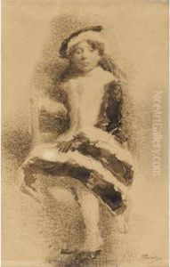 Ritratto Di Scolaretta by Gaetano Previati