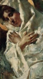 A Moment Of Meditation by Gaetano Previati