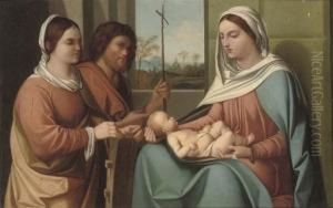 The Madonna And Child With Saint John The Baptist And Saint Anne by Andrea Previtali