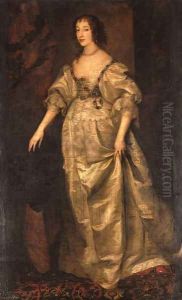 Portrait of Queen Henrietta Maria, full-length, in a white silk dress Portrait of Queen Henrietta Maria, full-length, in a white silk dress