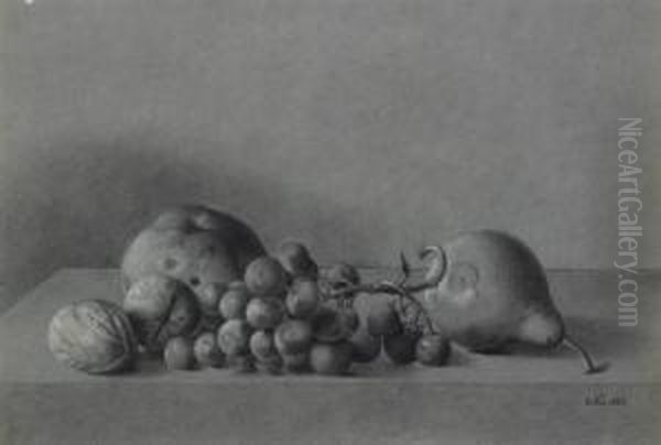 Still Life With Grapes, Walnuts, An Apple And A Pear by Emilie Preyer