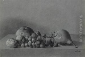 Still Life With Grapes, Walnuts, An Apple And A Pear by Emilie Preyer