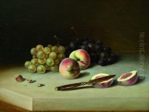 Stillleben Mit Weintrauben, Pfirsichen Und Haselnuss. by Johann Wilhelm Preyer