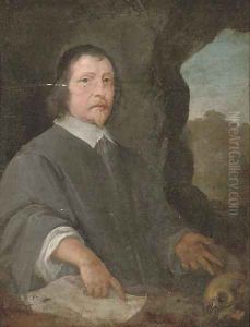 Portrait of a cleric, three-quarter-length, seated, a landscape beyond by Sir Anthony Van Dyck