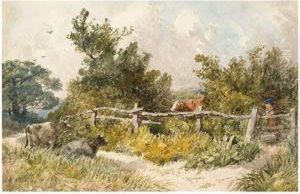 Landscape With Cattle And Boy by James Price