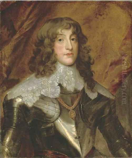 Portrait of a gentleman, traditionally identified as James Hamilton, 1st Duke of Hamilton (1606-1649), half-length, in armour, a draped curtain beyond - view 1