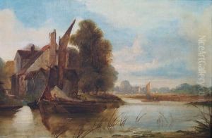 Boats On A Bend In The River by Alfred Priest