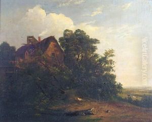 Watermill In A Landscape by Alfred Priest