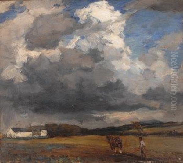 Ploughman And Horse Working A Field - view 1