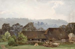 Cattle Before A Barn