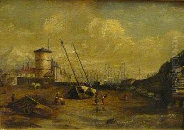 British River Estuary With Ships Moored, The Town Beyond - view 1