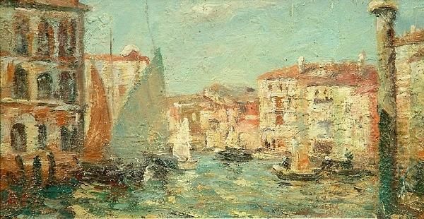 A View Of A Venetian Canal; A Venetian Canal Bathed In Sunlight - view 1