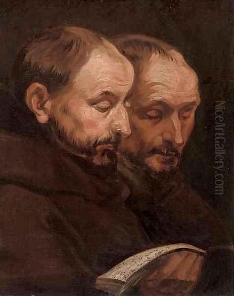 Two monks reading - view 1