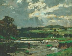 A Yorkshire River Landscape; A Limestone Outcrop In The Dales