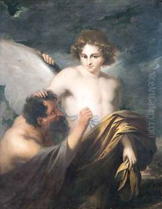 Daedalus attaching wings to Icarus by Sir Anthony Van Dyck