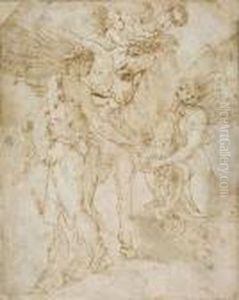 Diana Und Eine Dreigesichtige Hekate Bekranzen Pegasus