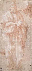 A Standing Prophet And A Study Of The Head Of A Woman Wearing Aveil