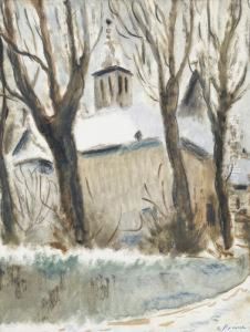 Ansicht Einer Kirche Im Winter. by Andre Julien Prina