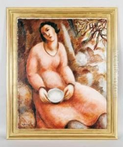 Femme En Rouge Au Bol by Andre Julien Prina