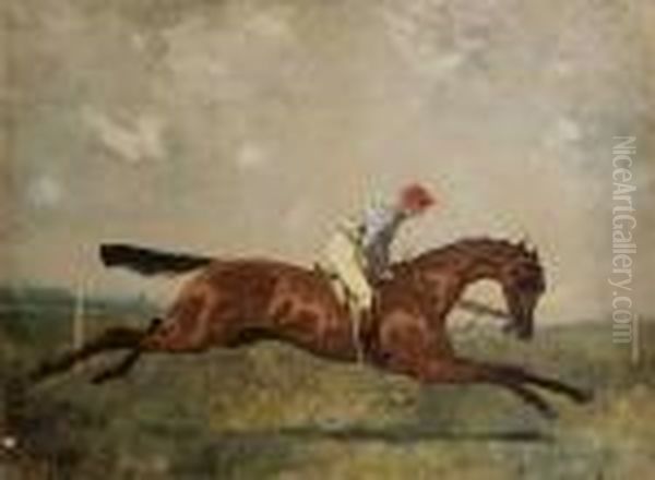 Cheval De Course Et Jockey Portant Sans Doute Les
 Couleurs Chedeville - view 1