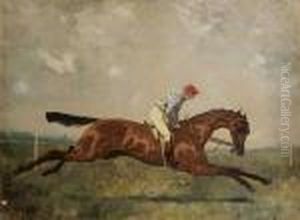 Cheval De Course Et Jockey Portant Sans Doute Les
 Couleurs Chedeville by Rene Pierre Princeteau