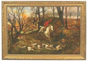 Coursing In An Autumnal Forest by Rene Pierre Princeteau