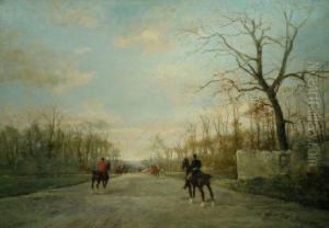 The Duke Of Aumale's Hunt In The Forest Of Chantilly by Rene Pierre Princeteau