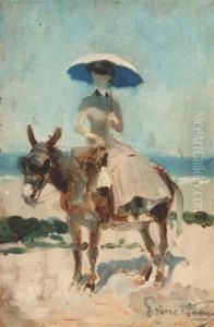 Femme Elegante A Dos D'ane Sur Une Plage Femme Elegante A Dos D'ane Sur Une Plage