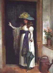 Young Girl with an Umbrella by Norman Prescott Davies