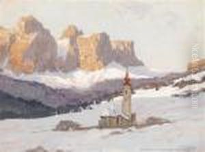 Die Sellagruppebei Kolfuschg/corvara In Den Dolomiten Verso Betitelt by Karl Ludwig Prinz