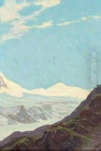 Weidende Kuhe Auf Derhochalm by Karl Ludwig Prinz