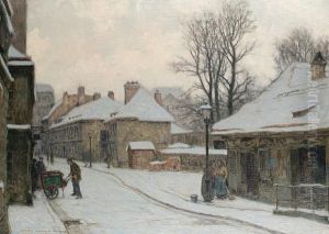 A Winter Street Scene by Karl Ludwig Prinz