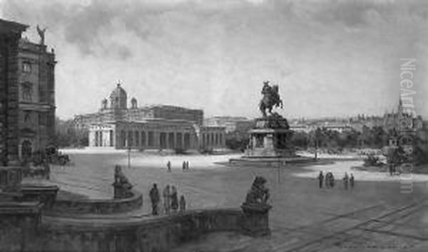 "der Heldenplatz In Wien".
 Sign. Ol Auf Lwd. 73 X 119 Cm. Rahmen - view 1