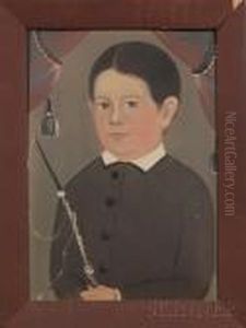 Portrait Of A Boy Holding A Riding Whip. by William Matthew Prior