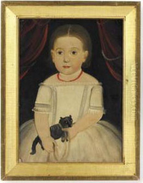 Girl In White With Black Cat - view 1