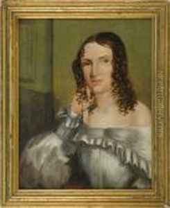 Half-length Portrait Of A Young Woman In A White Dress by William Matthew Prior