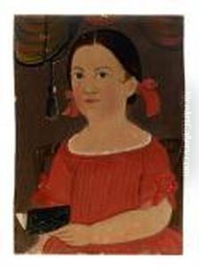 Portrait Of A Young Girl In A Red Dress, Holding A Book by William Matthew Prior