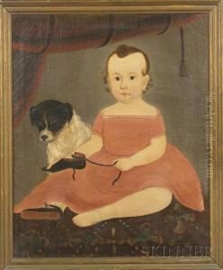Portrait Of Child With A Pet Dog.