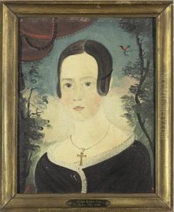 Portrait Of A Dark-haired Young Girl With A Robin Red-breast