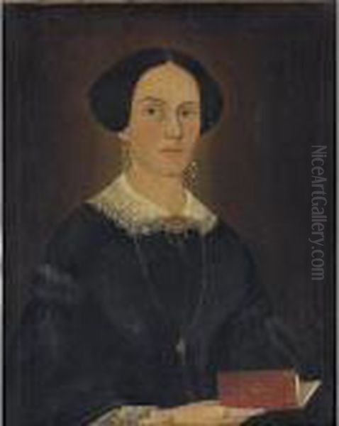 Portrait Of A Lady With Drop Earrings And Brooch - view 1
