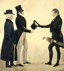 Three Gentlemen Greeting Each Other by Richard Dighton