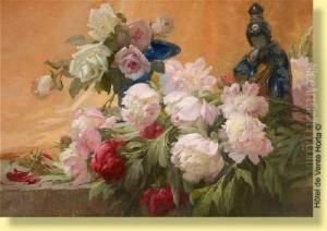 Jetee De Pivoines Sur Fond De by Privat Livemont