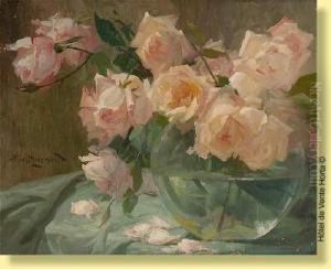 Vase Fleuri De Roses by Privat Livemont