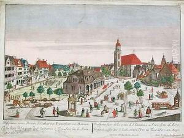 Prospect Ausser Der S.
Catharinen Pfort Zu Franckfurt Am Mayn. Altkolorierter Kupferstich. Ca.
32 X 43 Cm. Mit Randlasuren. Lose Unter Passepartout, Unter Glas
Gerahmt. - view 1