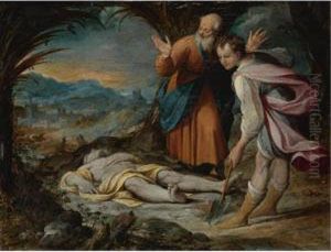 Tobit And His Son Tobias Giving A Proper Burial