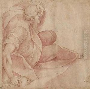 Seated Draped Figure Shielding His Eyes
