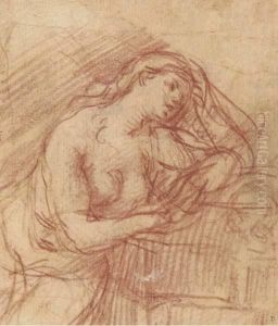 Marie-madeleine Assise Devant Un Crane