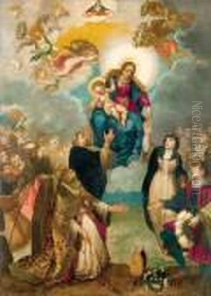 Apparition De La Vierge Et De L'enfant Jesus Dans Les Nuees - view 1