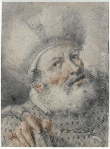 Etude De Personnage Au Turban, La Main Droite Posee Sur Un Livre - view 1