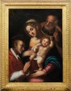 Hl. Familie Mitkardinal In Anbetung by Giulio Cesare Procaccini